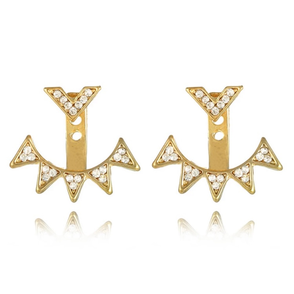 ⚜️𝟯𝟬%𝗢𝗙𝗙 𝗯𝘂𝗻𝗱𝗹𝗲𝘀 𝟯+⚜️ NEW Rhinestone Spiked Jacket Earrings - Picture 9 of 11
